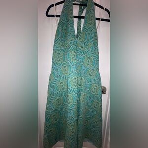 Thanksgiving sale A.P.N.Y. Teal and Gold Paisley A-Line dress